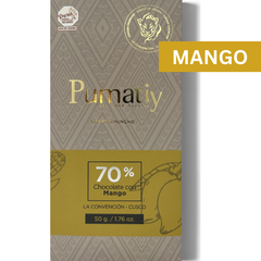 Pumatiy 70% dunkle Schokolade mit Mango aus Peru – Chuncho Kakao Single Origin Tree-to-Bar Tafel aus La Convención Cusco, peruanische Herkunftsschokolade 50g