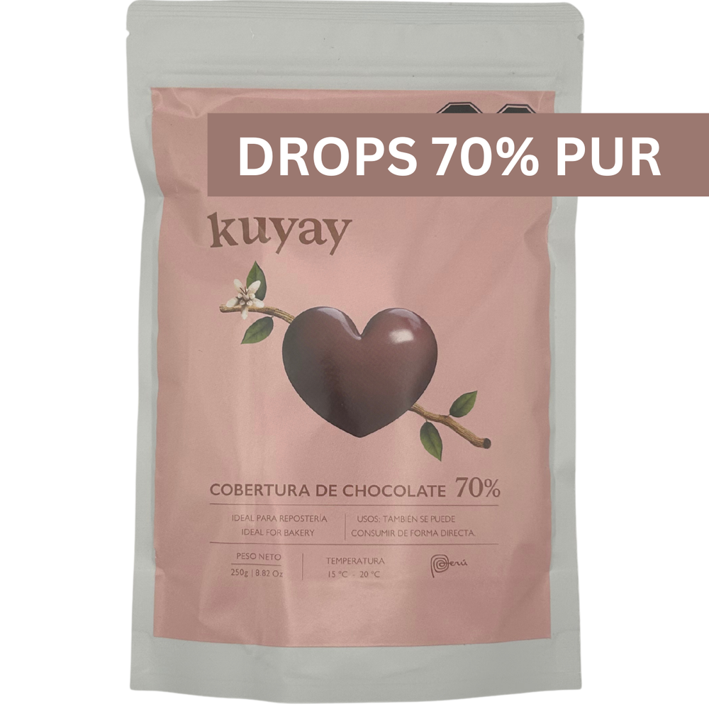 Kuyay 70 % dunkle Schokoladendrops 250 g aus Peru – Tree-to-Bar Schokolade aus Amazonas-Kakao von der Finca Quya, ideal zum Backen und für Desserts