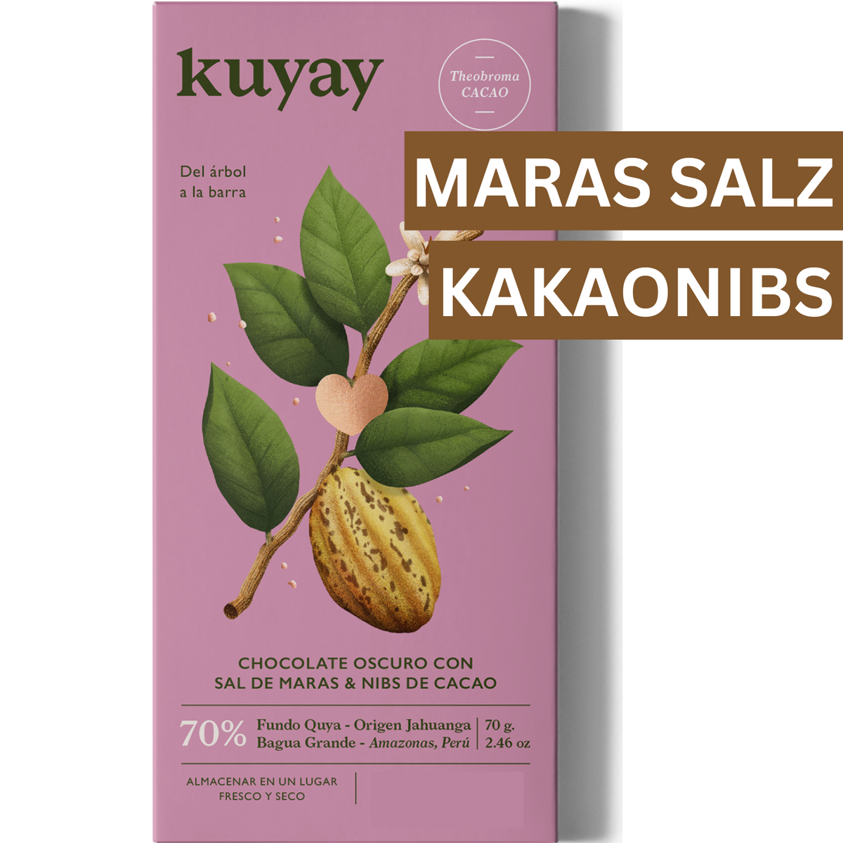 Schokolade 70% Kakao Amazonas + Maras Salz & Kakaonibs | 70g